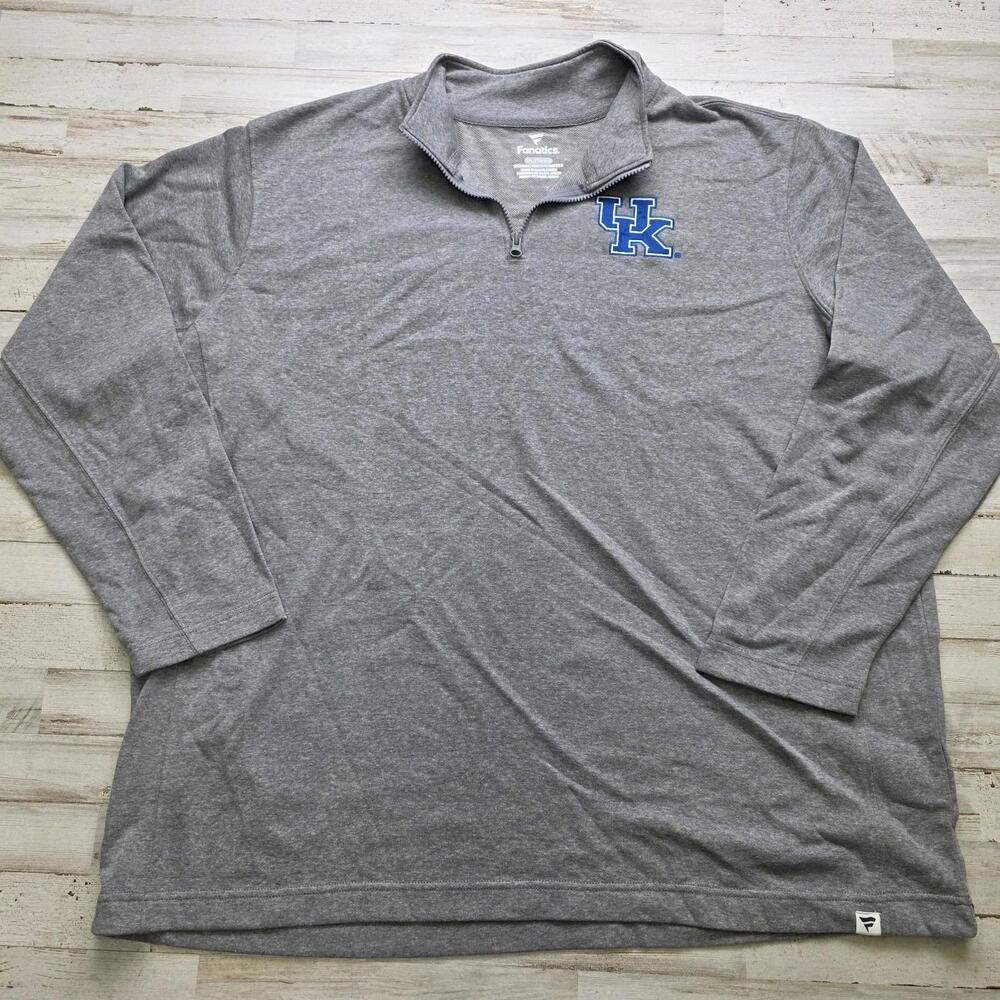 Men's 3XL Kentucky Wildcats Gray 1/4 Zip Pullover Jacket - Fanatics UK Logo